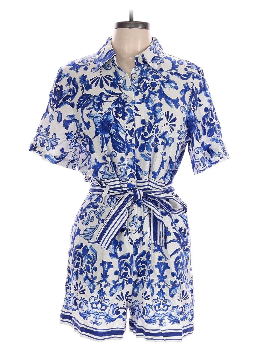 CAROLINE CONSTAS LINEN ROMPER D&G ITALIAN BLUE FLORAL 10